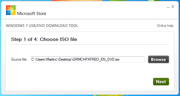 Windows 7 USB / DVD Download Tool 